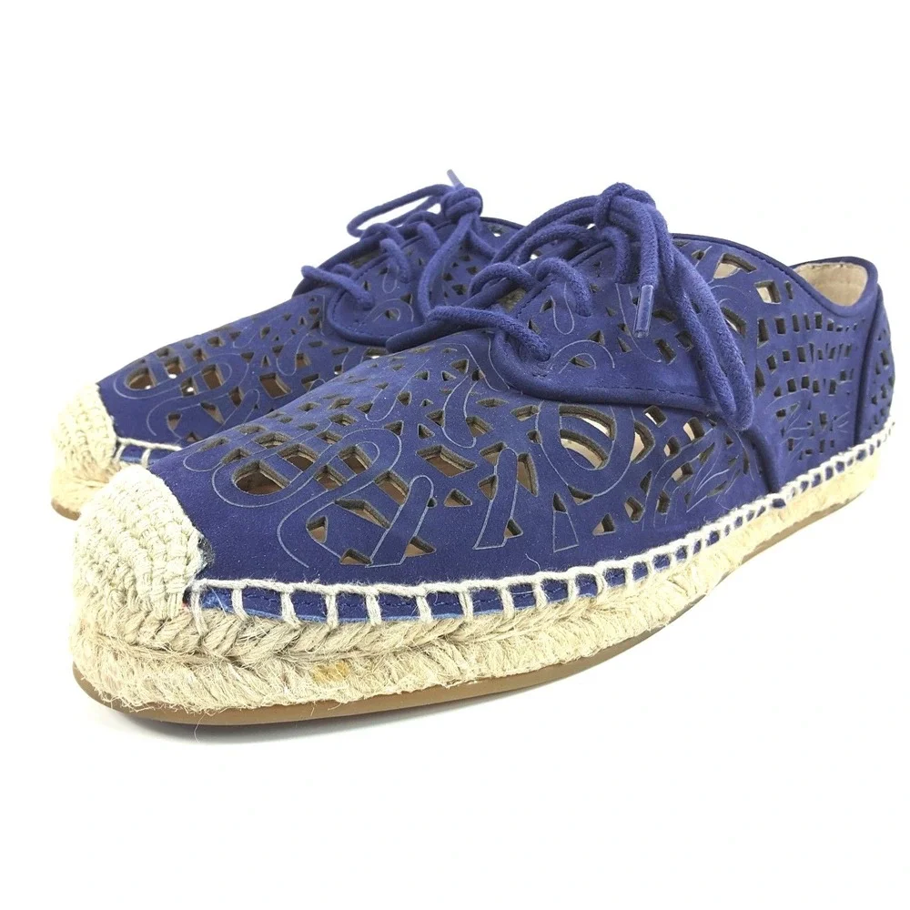 Vince Camuto Dinah Women's Blue Suede Espadrille‎ Lazer Cut Casual Shoes Sz 9 M
